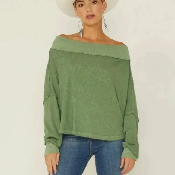 Free People WE THE FREE Women's Close To You Waffle Knit Top Sz XS Boho Festival - Picture 3 of 8